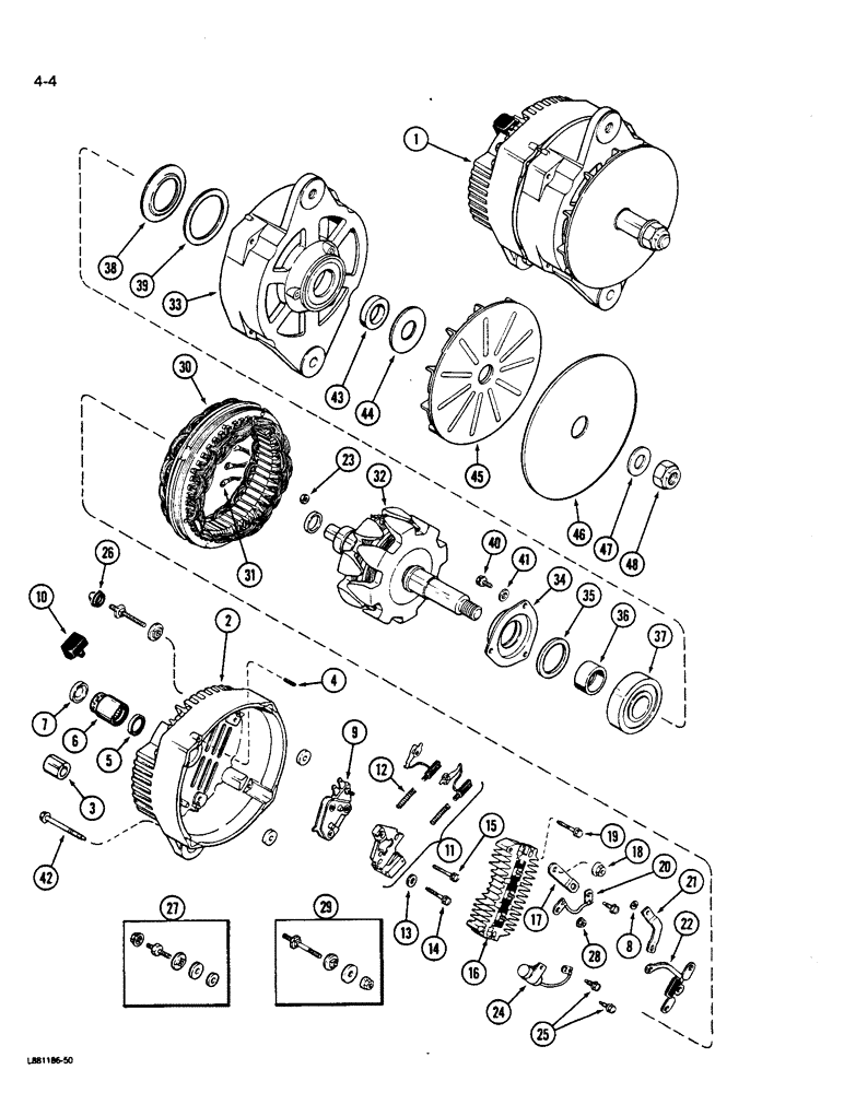 Схема запчастей Case W14B - (4-04) - L114250 ALTERNATOR, 65 AMPERE - 24 VOLT (04) - ELECTRICAL SYSTEMS