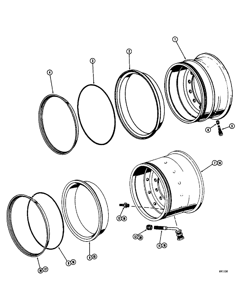 Схема запчастей Case W8B - (188) - DRIVE WHEELS (04) - UNDERCARRIAGE