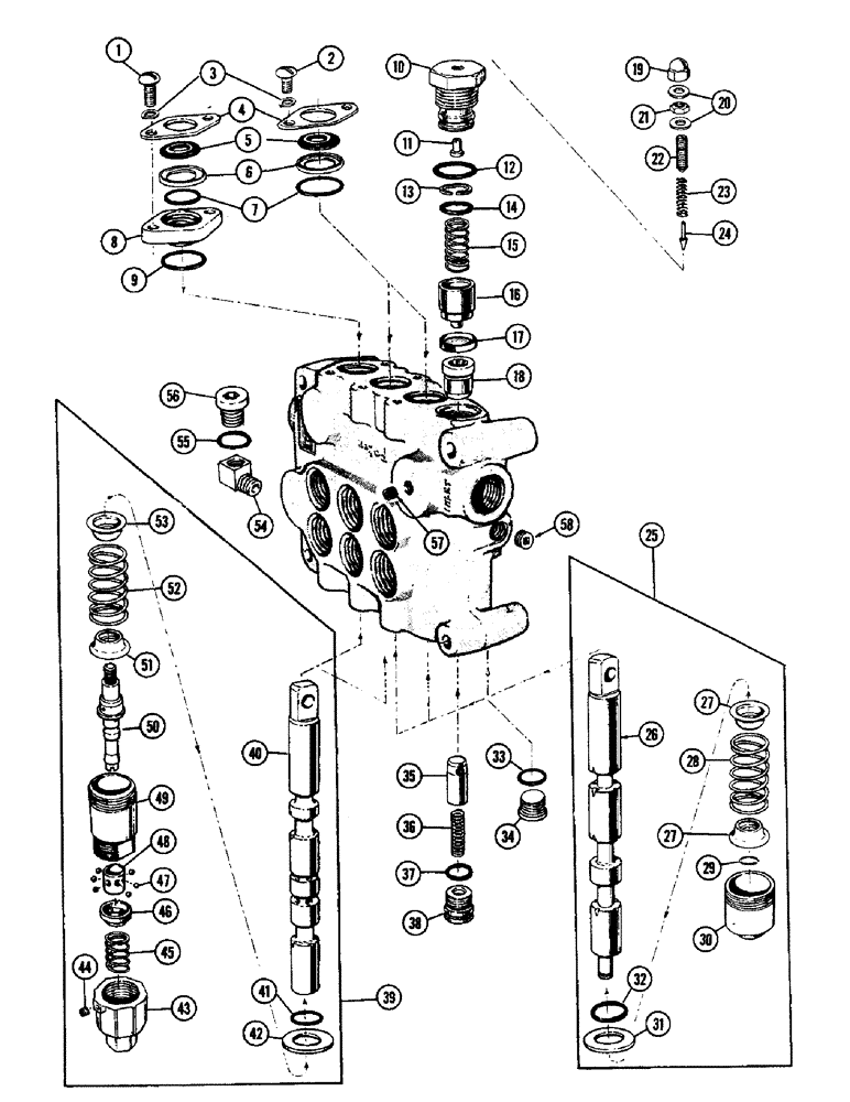 Схема запчастей Case W9A - (136) - A19984 THREE SPOOL CONTROL VALVE (08) - HYDRAULICS