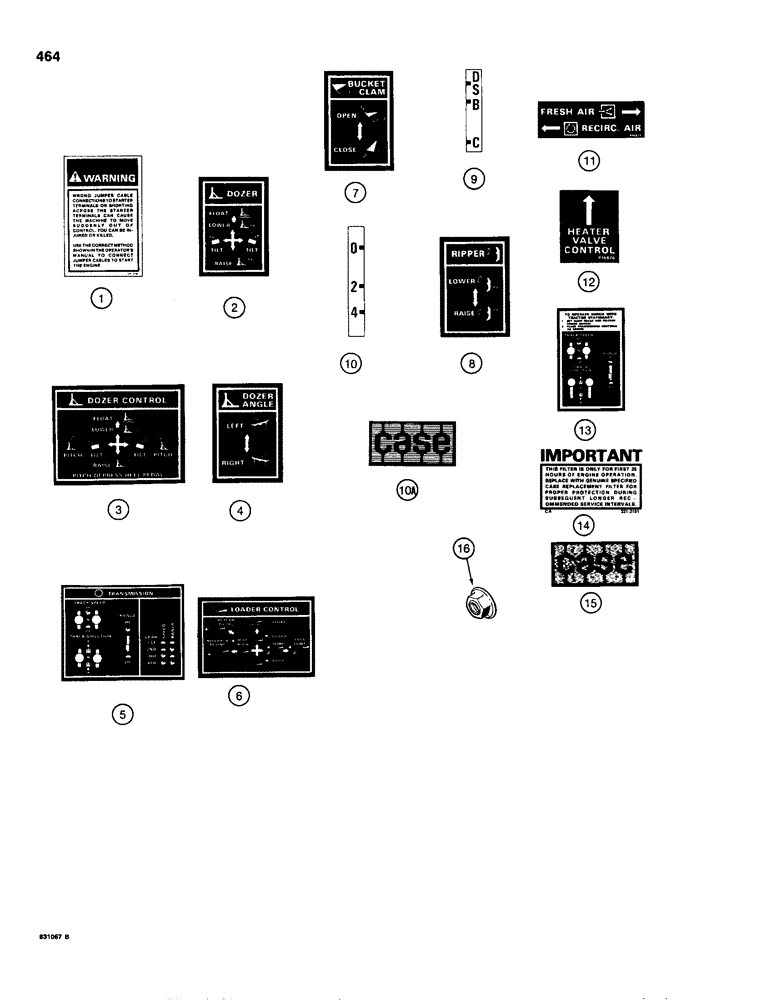 Схема запчастей Case 1150D - (464) - DECALS (09) - CHASSIS/ATTACHMENTS