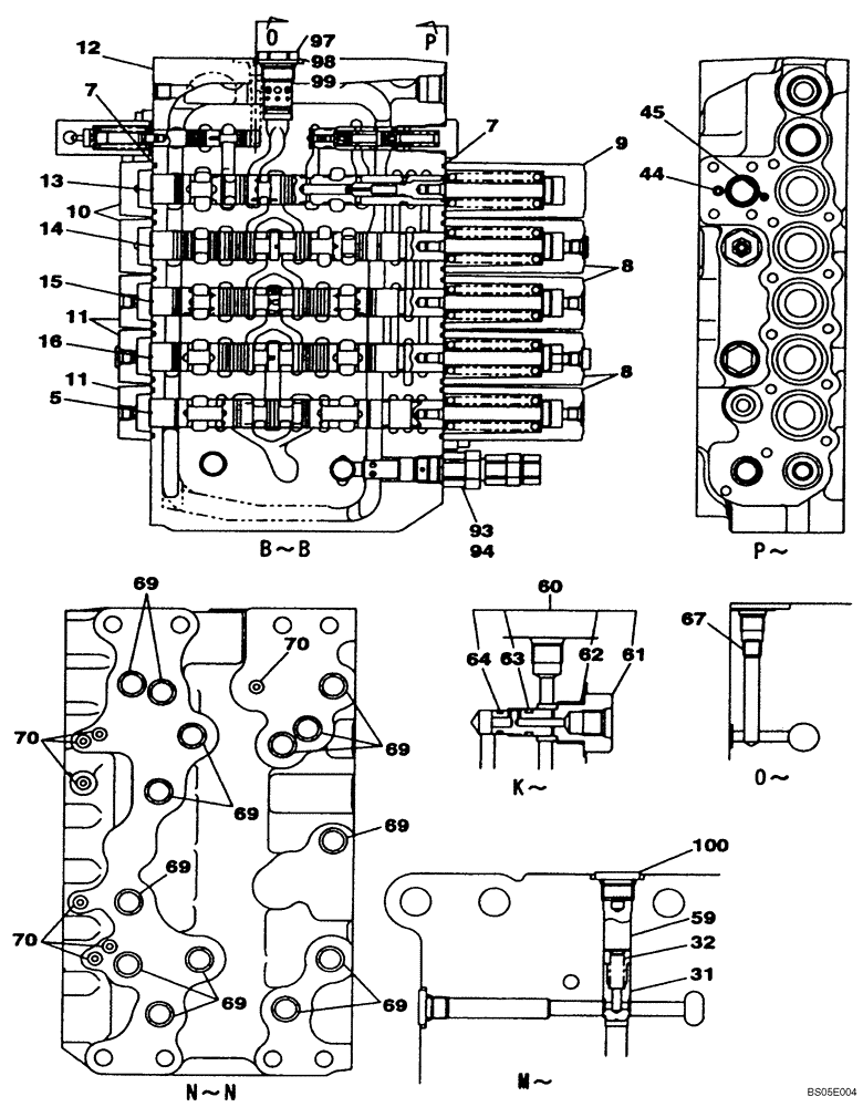 Схема запчастей Case CX290 - (08-69B) - VALVE ASSY - CONTROL (08) - HYDRAULICS