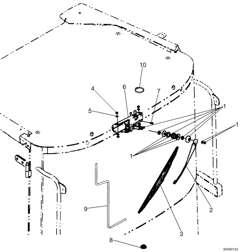 Схема запчастей Case 521E - (04-23A) - CAB - WIPER, REAR (04) - ELECTRICAL SYSTEMS