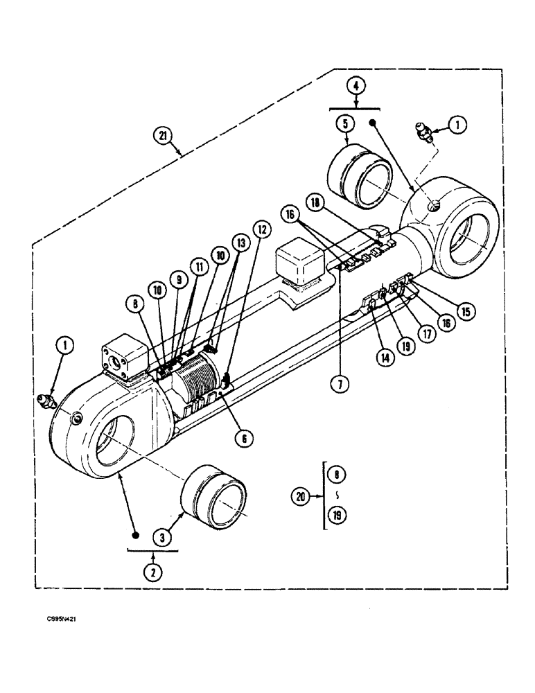 Схема запчастей Case 688 - (2-10) - CLAMSHELL CYLINDER, (XXXXX-) 