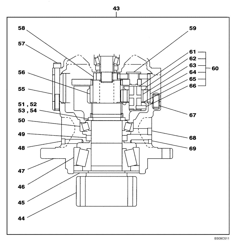 Схема запчастей Case CX130B - (08-51[02]) - SWING MOTOR-DRIVE REDUCTION GEAR (08) - HYDRAULICS