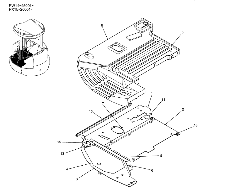 Схема запчастей Case CX36B - (01-041) - PLATE GROUP, FLOOR (CANOPY) (05) - SUPERSTRUCTURE