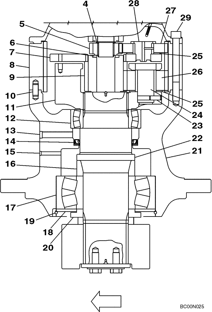 Схема запчастей Case CX240LR - (08-38) - KBC0127 GEAR ASSY, REDUCTION - MOTOR, SWING (08) - HYDRAULICS