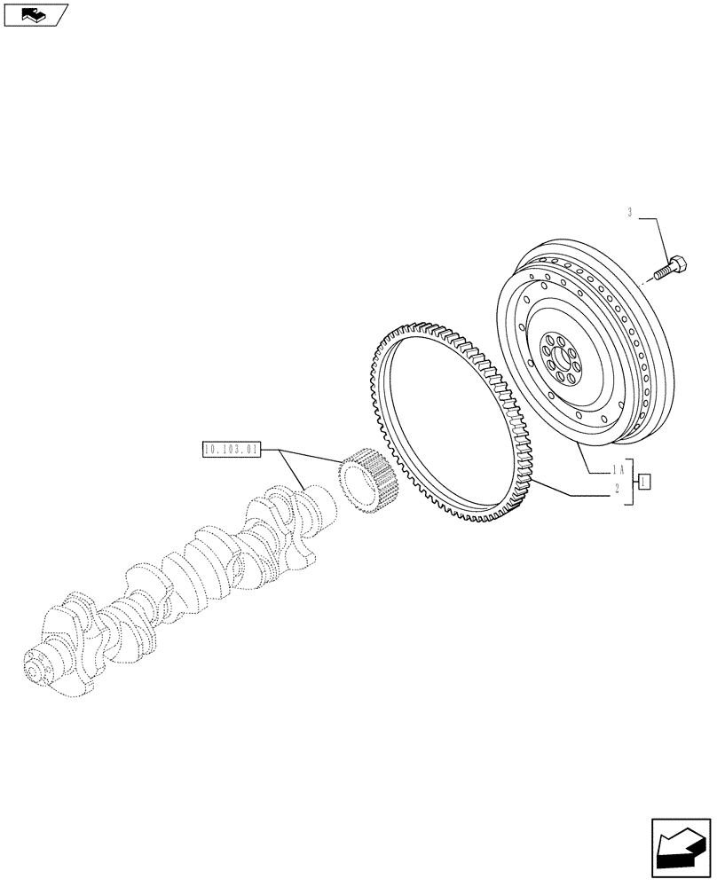 Схема запчастей Case F3AE0684S E913 - (10.103.02) - FLYWHEEL (504053886) (10) - ENGINE