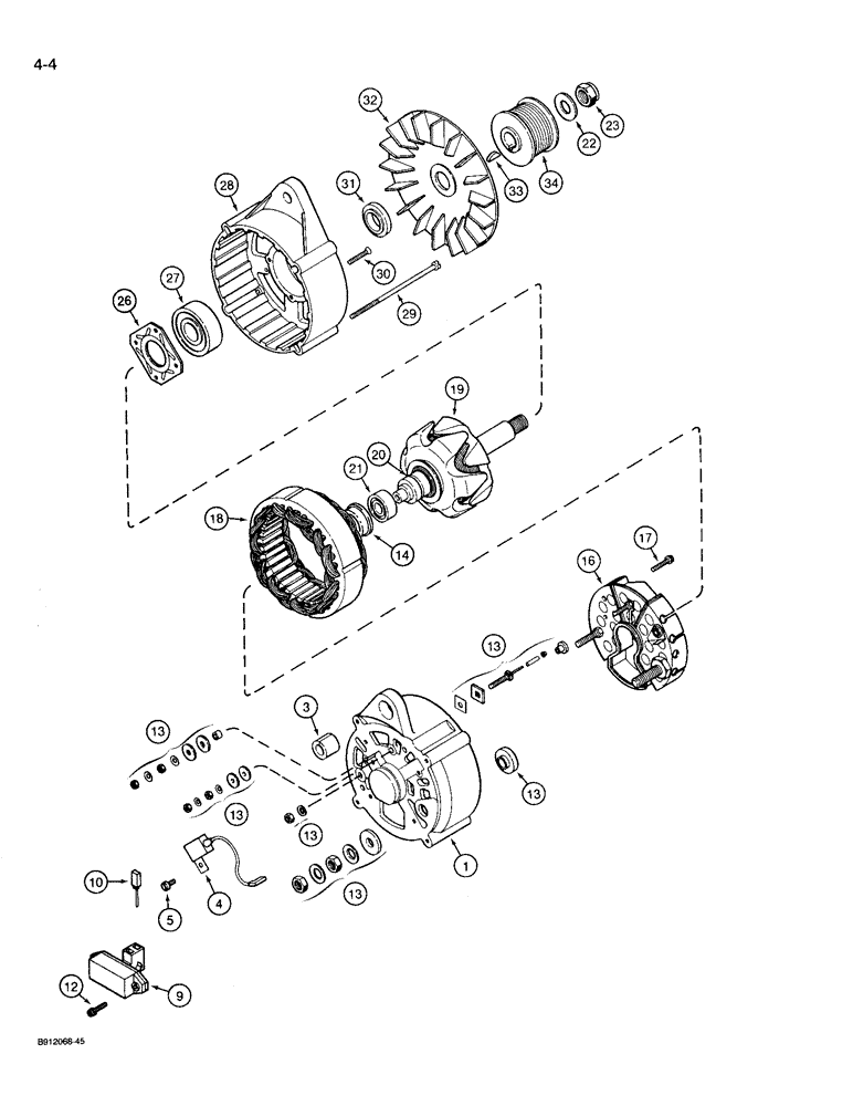 Схема запчастей Case 721 - (4-04) - ALTERNATOR ASSEMBLY, 65 AMPERE - 24 VOLT (04) - ELECTRICAL SYSTEMS