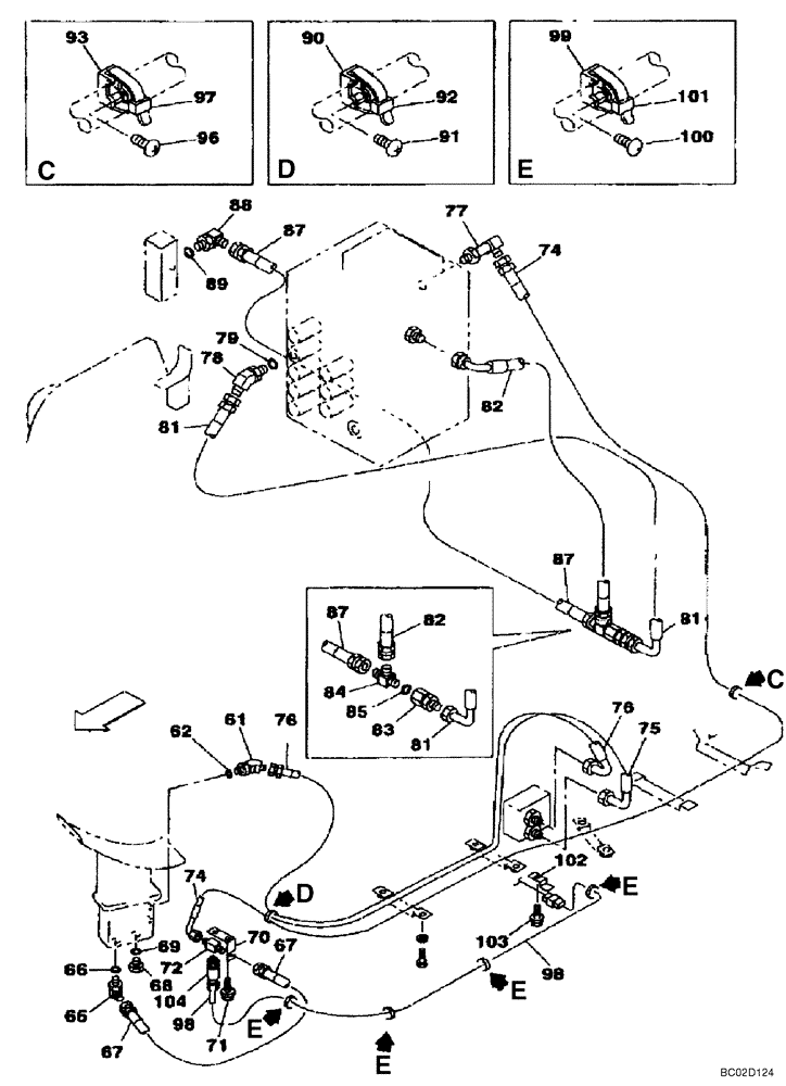 Схема запчастей Case CX130 - (08-069) - HYDRAULICS - SINGLE ACTING CIRCUIT/HAMMER (08) - HYDRAULICS