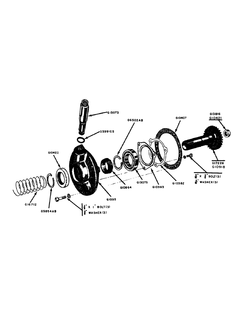 Схема запчастей Case 320 - (059) - HYDRAULIC PUMP AND TACHOMETER DRIVE HOUSING (06) - POWER TRAIN