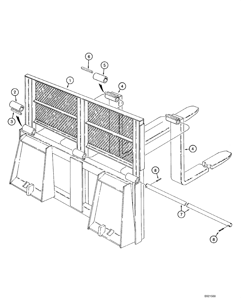 Схема запчастей Case 1840 - (09-14) - PALLET FORK, BRICK GUARD AND FRAME (MODELS WITH CASE COUPLER) (09) - CHASSIS/ATTACHMENTS