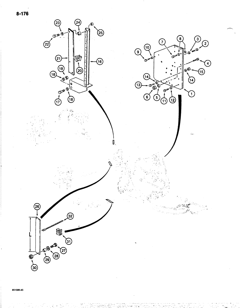 Схема запчастей Case 170B - (8-176) - HYDRAULIC CONTROL CIRCUIT, SOLENOID VALVE BRACKETS AND HOSE CLAMPS, P.I.N. 74341 THRU 74357 (08) - HYDRAULICS