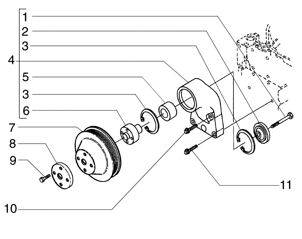 Схема запчастей Case 865 VHP - (02-64[01]) - PULLEY AND SUPPORT (02) - ENGINE