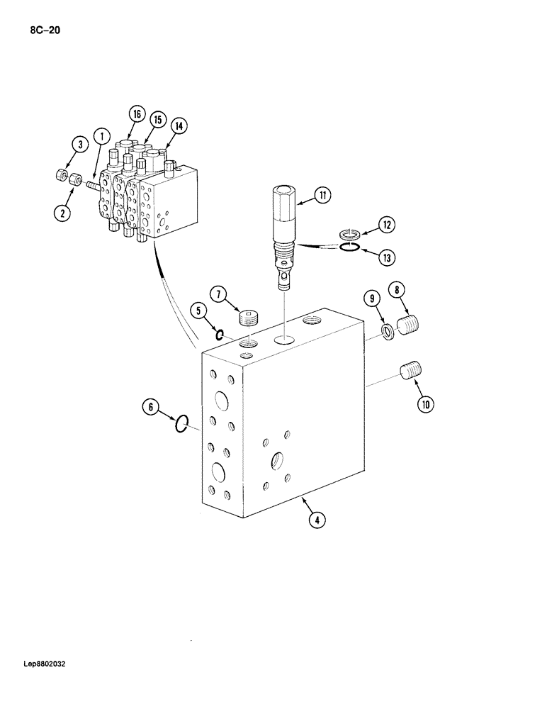 Схема запчастей Case 688 - (8C-20) - ATTACHMENT CONTROL VALVE, P.I.N. FROM 11601 TO 11653 (08) - HYDRAULICS