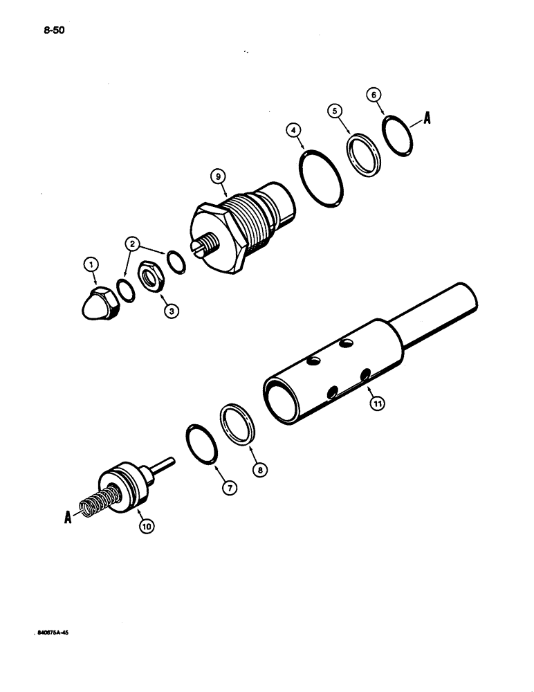 Схема запчастей Case 1187C - (8-50) - MAIN RELIEF VALVE, USED WITH ONE SPOOL CONTROL VALVE (08) - HYDRAULICS