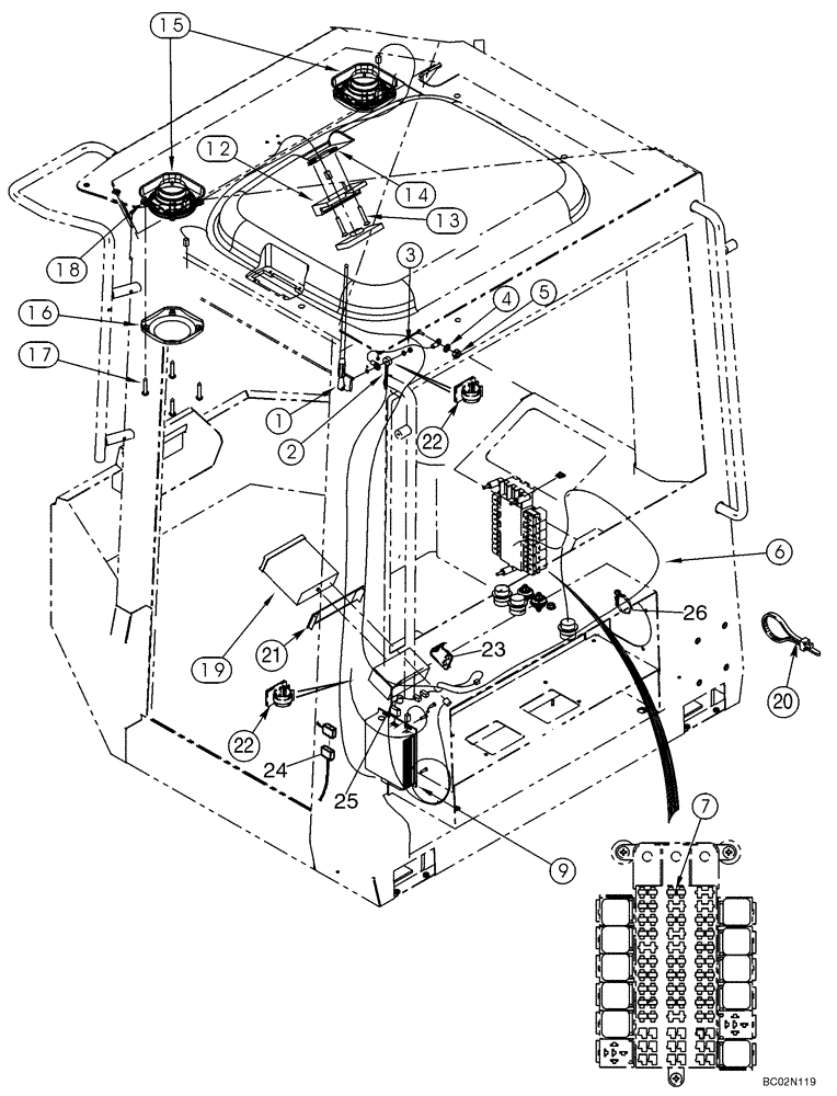 Схема запчастей Case 521D - (04-33) - RADIO - MOUNTING - 24 VOLT REMOTE (04) - ELECTRICAL SYSTEMS