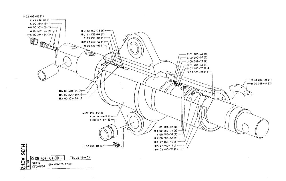 Схема запчастей Case 75C - (HJ036 A01.2) - CYLINDER - 100 X 145 X 120 C360 (07) - HYDRAULIC SYSTEM