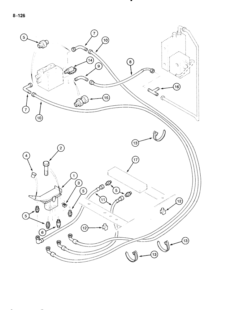 Схема запчастей Case 888 - (8-126) - HYDRAULIC CONTROL CIRCUIT, TO HYDRAULIC HAMMER CONTROL VALVE (08) - HYDRAULICS