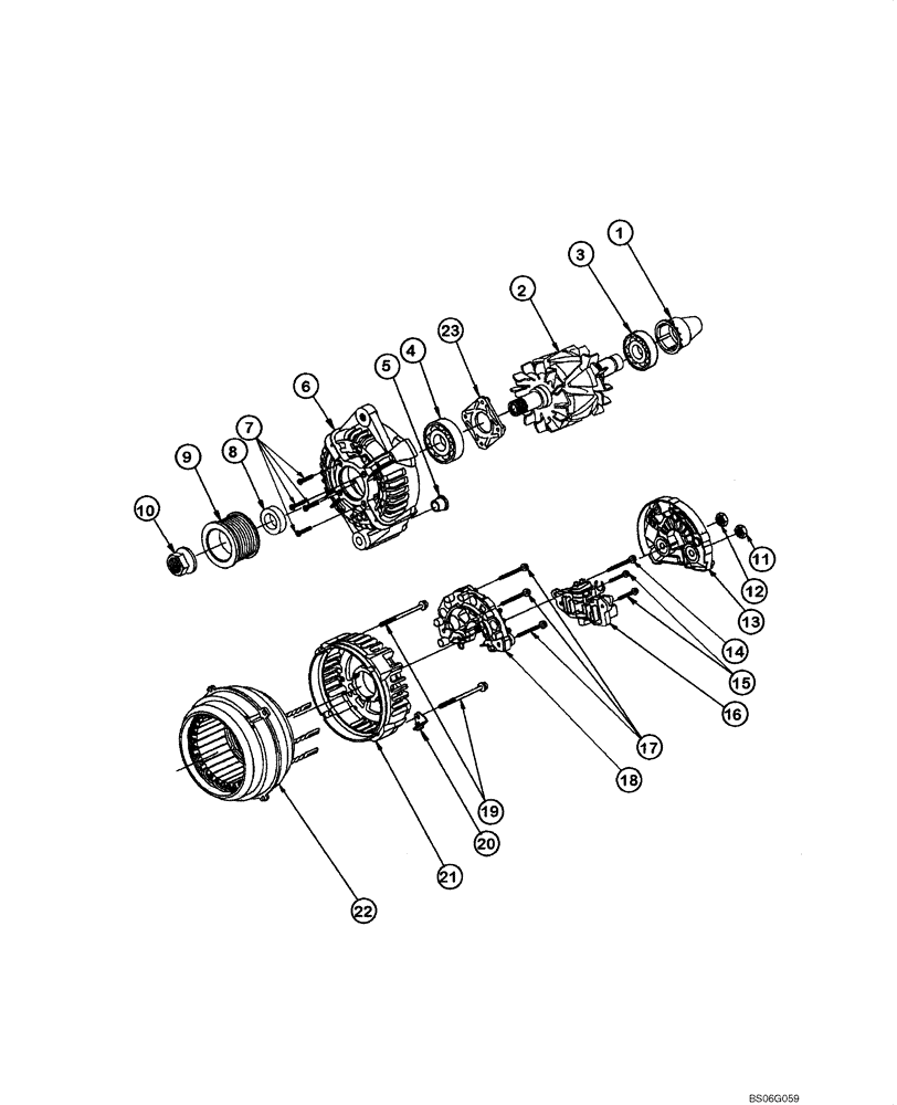 Схема запчастей Case 865 - (04.04A[00]) - ALTERNADOR 50A - COMPONENTS (SN N4AF04007 - ) (04) - ELECTRICAL SYSTEMS