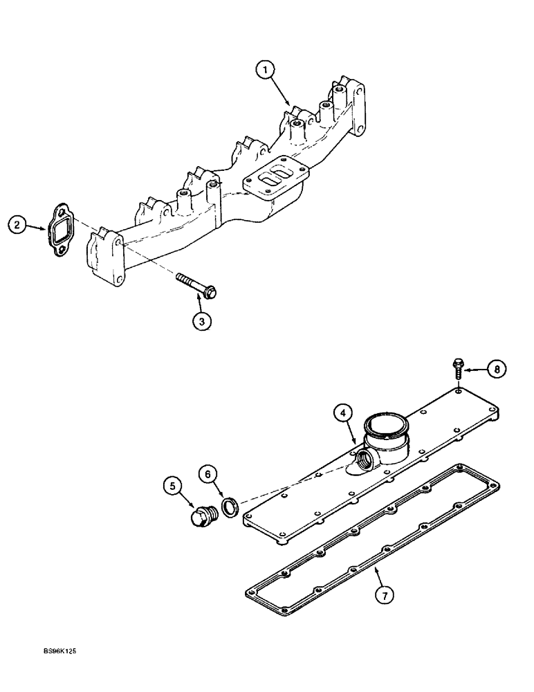 Схема запчастей Case 9030B - (2-24) - MANIFOLDS, 6T-590 ENGINE, EXHAUST/INTAKE, PRIOR TO P.I.N. DAC03#2001 (02) - ENGINE