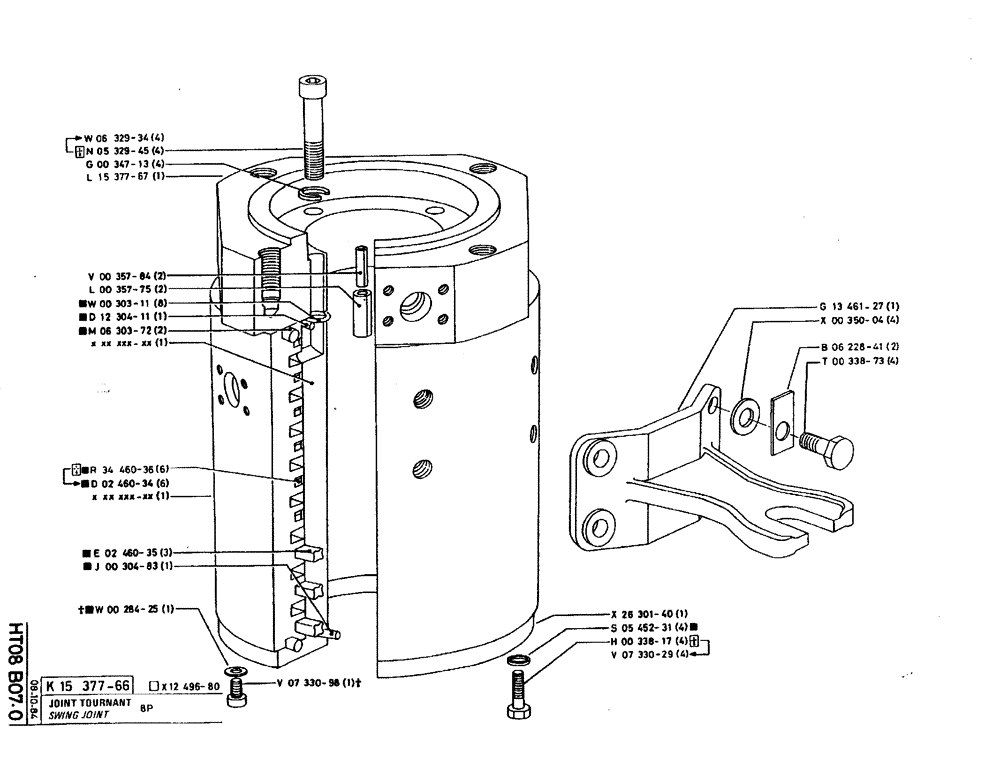 Схема запчастей Case 220B - (HT08 B07.0) - SWING JOINT - 8P (07) - HYDRAULIC SYSTEM