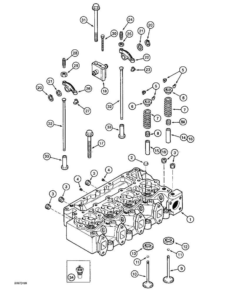 Схема запчастей Case 9010B - (2-064) - CYLINDER HEAD AND VALVE MECHANISM, 4TA-390 EMISSIONS CERTIFIED ENGINE, P.I.N. DAC01#2001 AND AFTER (02) - ENGINE