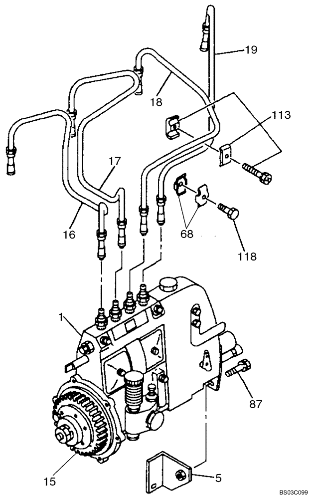 Схема запчастей Case CX80 - (03-06) - FUEL INJECTION PUMP AND DRIVE (03) - FUEL SYSTEM