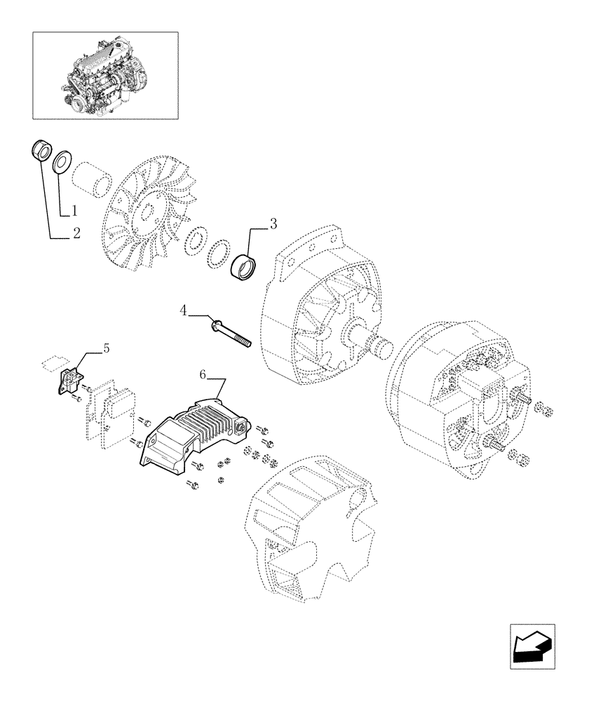 Схема запчастей Case F2CE9684C E001 - (0.40.0/A[01]) - ALTERNATOR - COMPONENTS (504073358) 