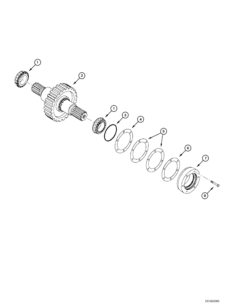 Схема запчастей Case 885 - (06.14[00]) - TRANSMISSION - OUTPUT SHAFT (06) - POWER TRAIN