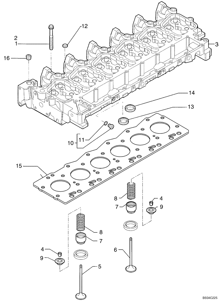 Схема запчастей Case 850K - (02-18) - CYLINDER HEAD (02) - ENGINE