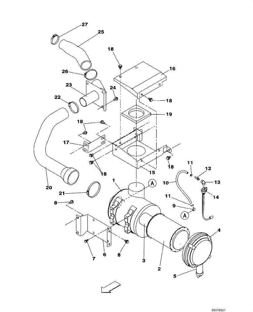 Схема запчастей Case CX210BNLC - (02-03) - AIR CLEANER (02) - ENGINE