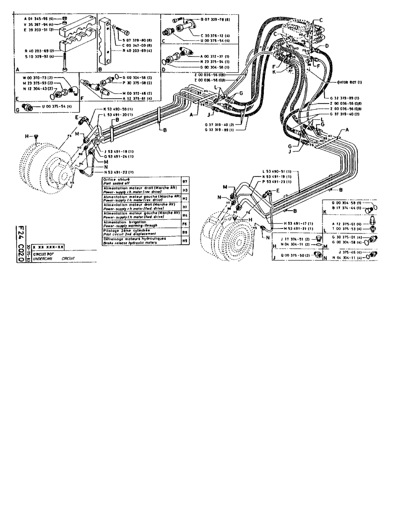 Схема запчастей Case 90BCL - (233) - UNDERCARRIAGE CIRCUIT (07) - HYDRAULIC SYSTEM