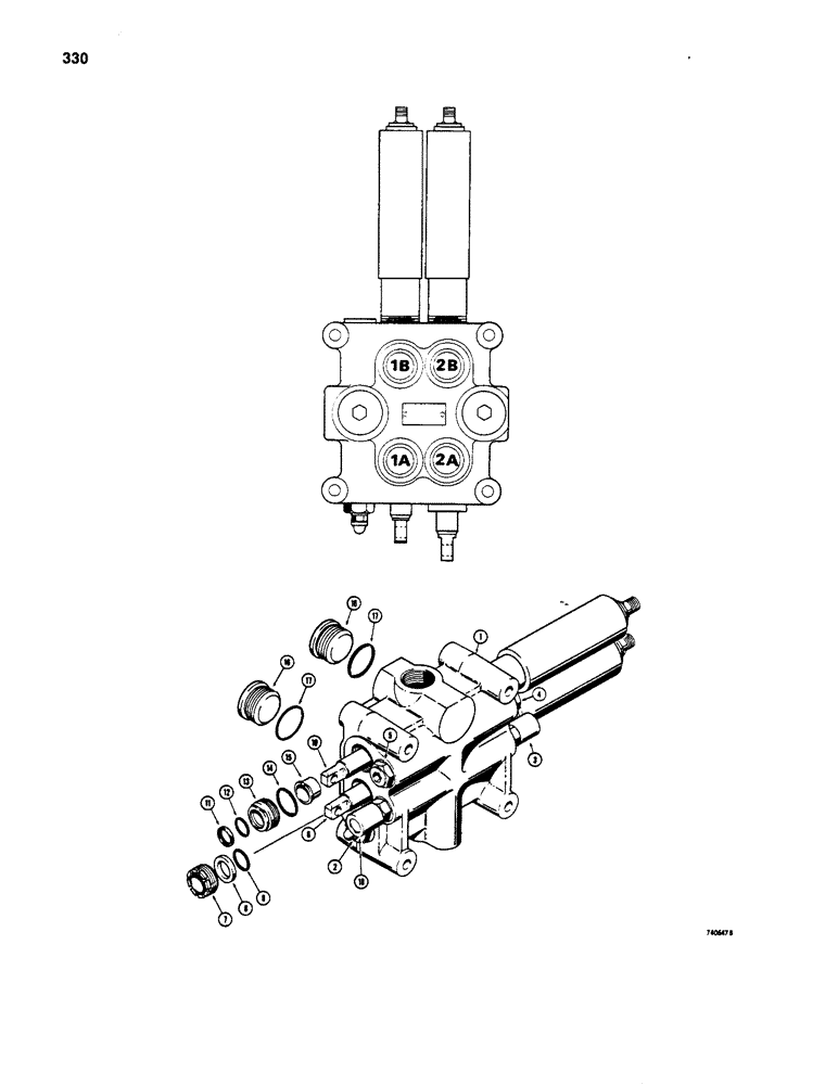 Схема запчастей Case W20B - (330) - L70410 LOADER CONTROL VALVE (2 SPOOL) (08) - HYDRAULICS