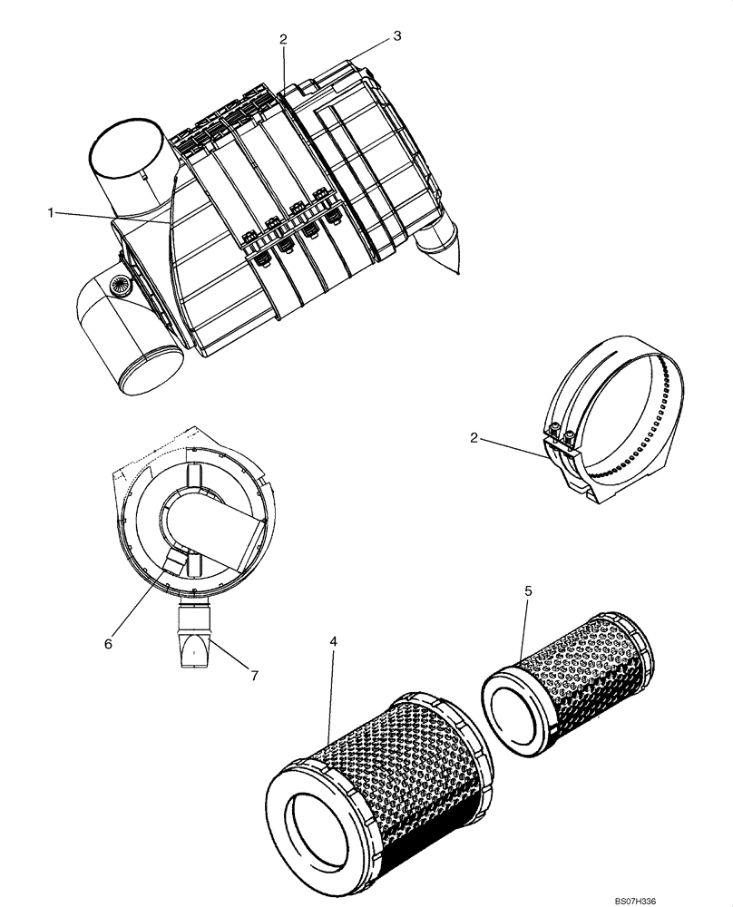 Схема запчастей Case 1150K - (02-06) - AIR CLEANER ASSY (02) - ENGINE