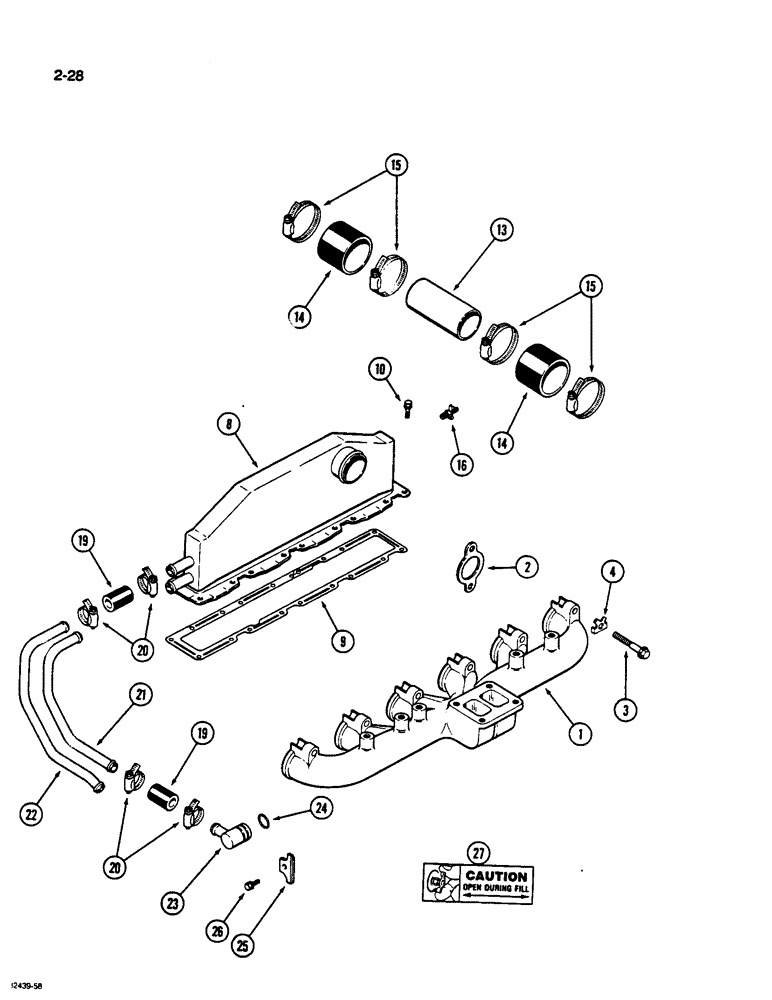 Схема запчастей Case W36 - (2-28) - MANIFOLD, 6TA-830 ENGINE, EXHAUST (02) - ENGINE