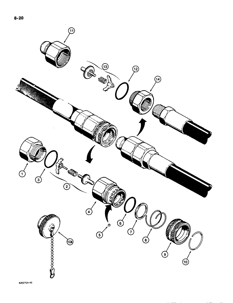 Схема запчастей Case 550 - (8-20) - HYDRAULIC QUICK DISCONNECT COUPLINGS (08) - HYDRAULICS