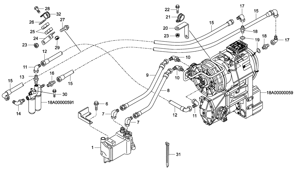 Схема запчастей Case 335 - (05A00000569[001]) - OIL FILTER AND COOLER - TRANSMISSION CIRCUIT (87363322) (01) - ENGINE