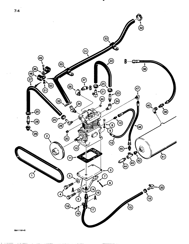 Схема запчастей Case W30 - (7-04) - BRAKE SYSTEM, AIR COMPRESSOR TO RESERVOIR (07) - BRAKES