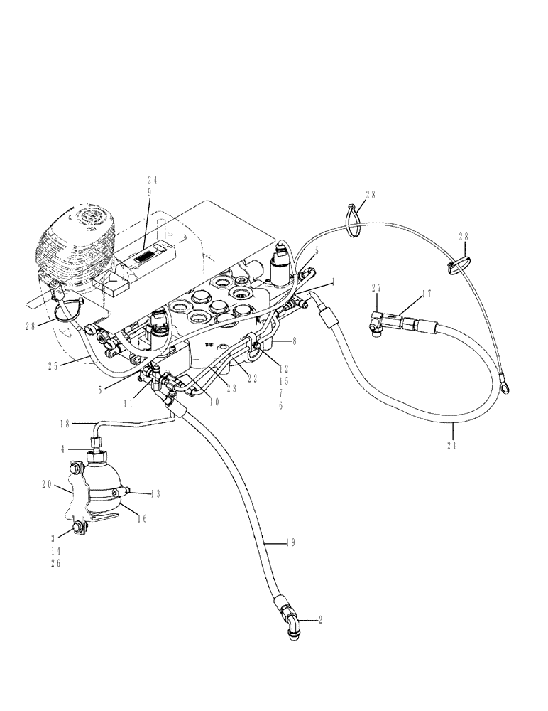 Схема запчастей Case 420 - (08-07[3]) - EH PROPORTIONAL AUX MECH CONTROL (08) - HYDRAULICS