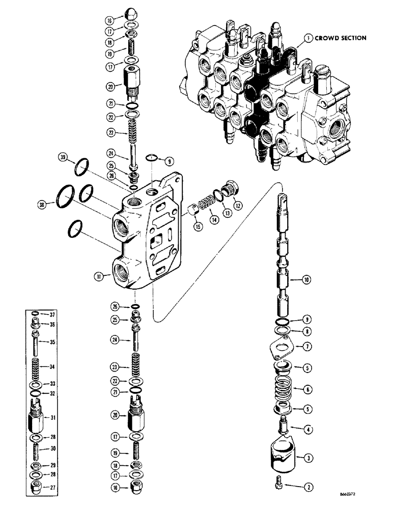 Схема запчастей Case 23 - (084) - D36813 BACKHOE CROWD SECTION 