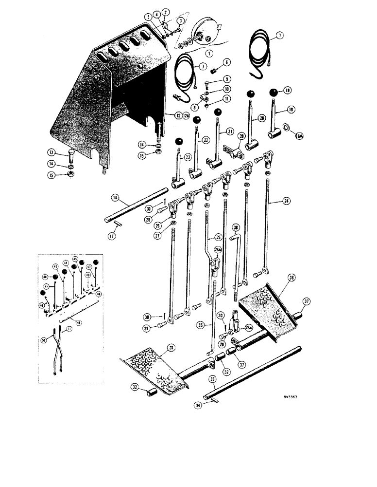 Схема запчастей Case 32S - (082) - CONTROL LEVERS AND LINKAGE 