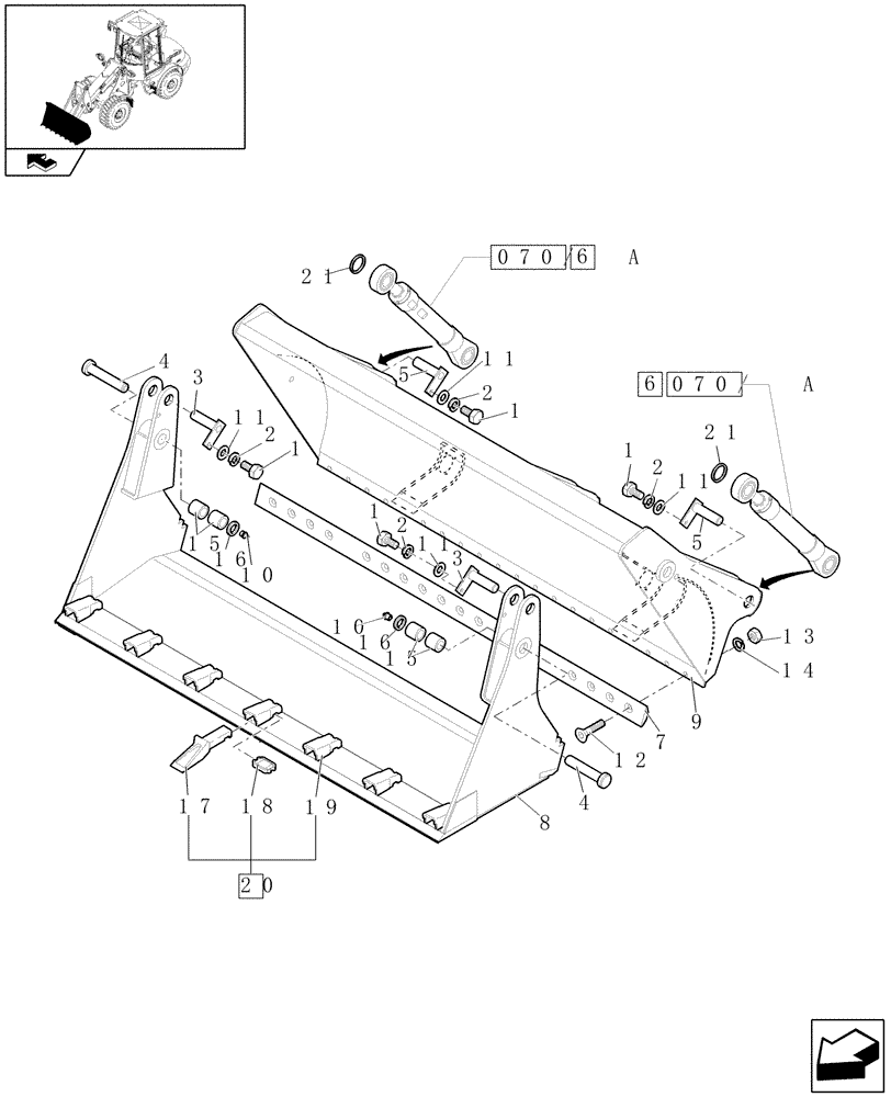 Схема запчастей Case 221E - (725[01]) - 4X1 BUCKET (0,9M³) X 2100MM WITH TEETH (09) - LOADER/BACKHOE