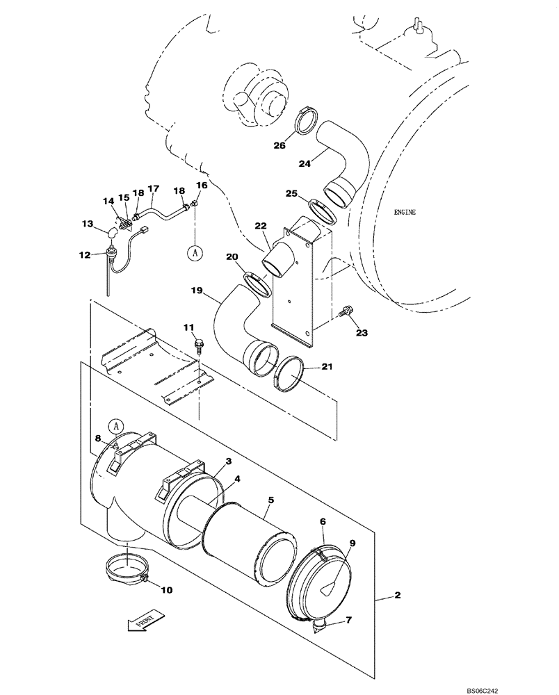 Схема запчастей Case CX350B - (02-02) - AIR CLEANER (02) - ENGINE