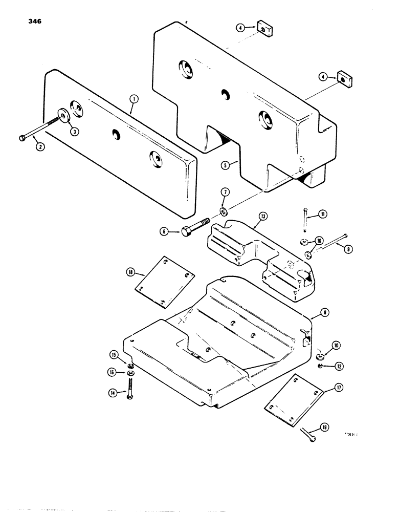 Схема запчастей Case 850B - (346) - COUNTERWEIGHTS, NO REAR MOUNTED EQUIPMENT (05) - UPPERSTRUCTURE CHASSIS