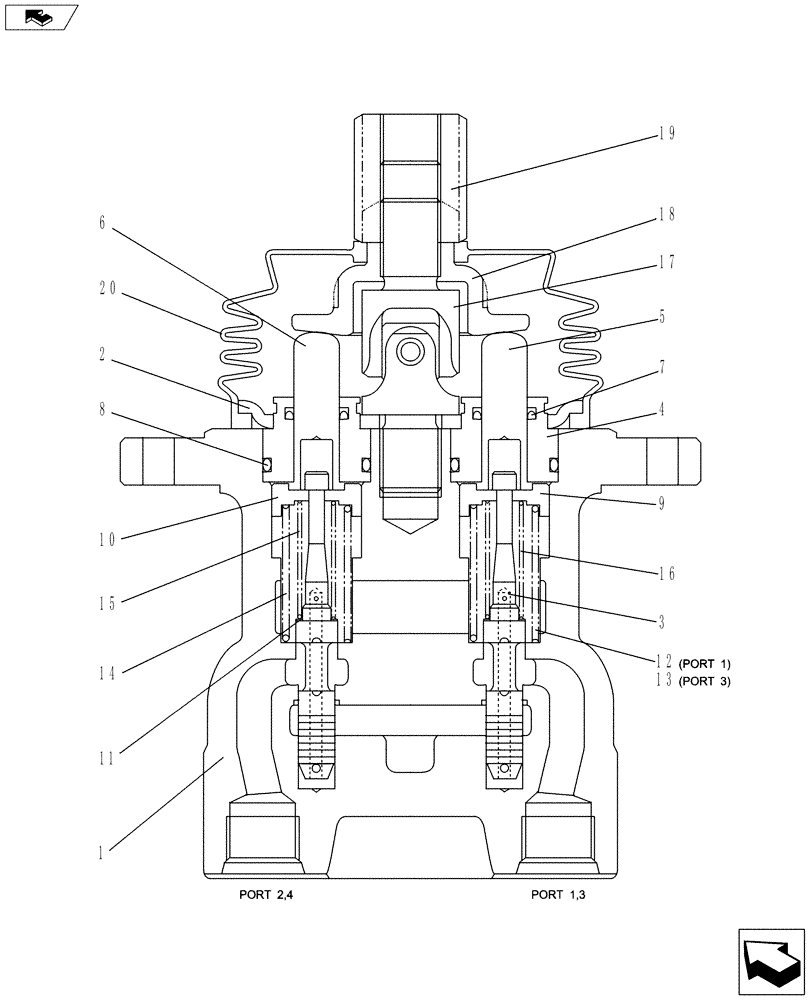 Схема запчастей Case CX235C SR - (35.204.02) - REMOTE CONTROL VALVE (35) - HYDRAULIC SYSTEMS