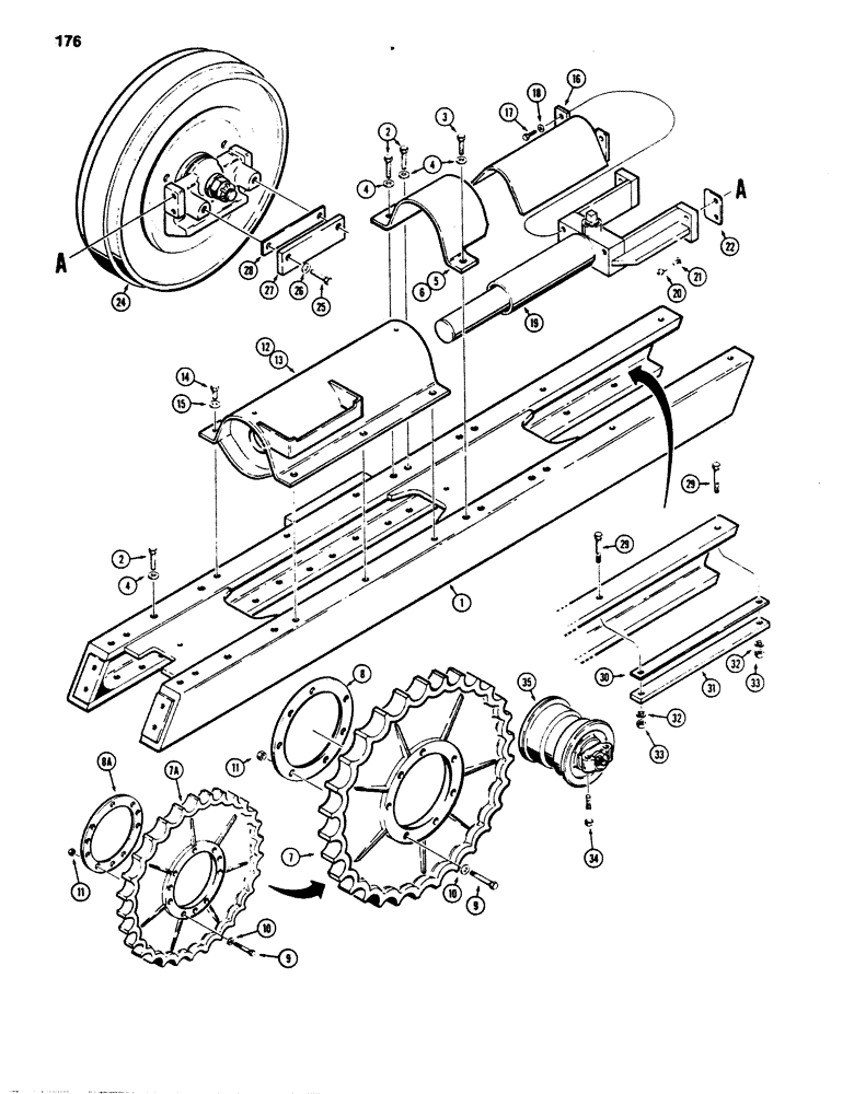 Схема запчастей Case 850B - (176) - TRACK FRAMES AND RELATED PARTS (04) - UNDERCARRIAGE