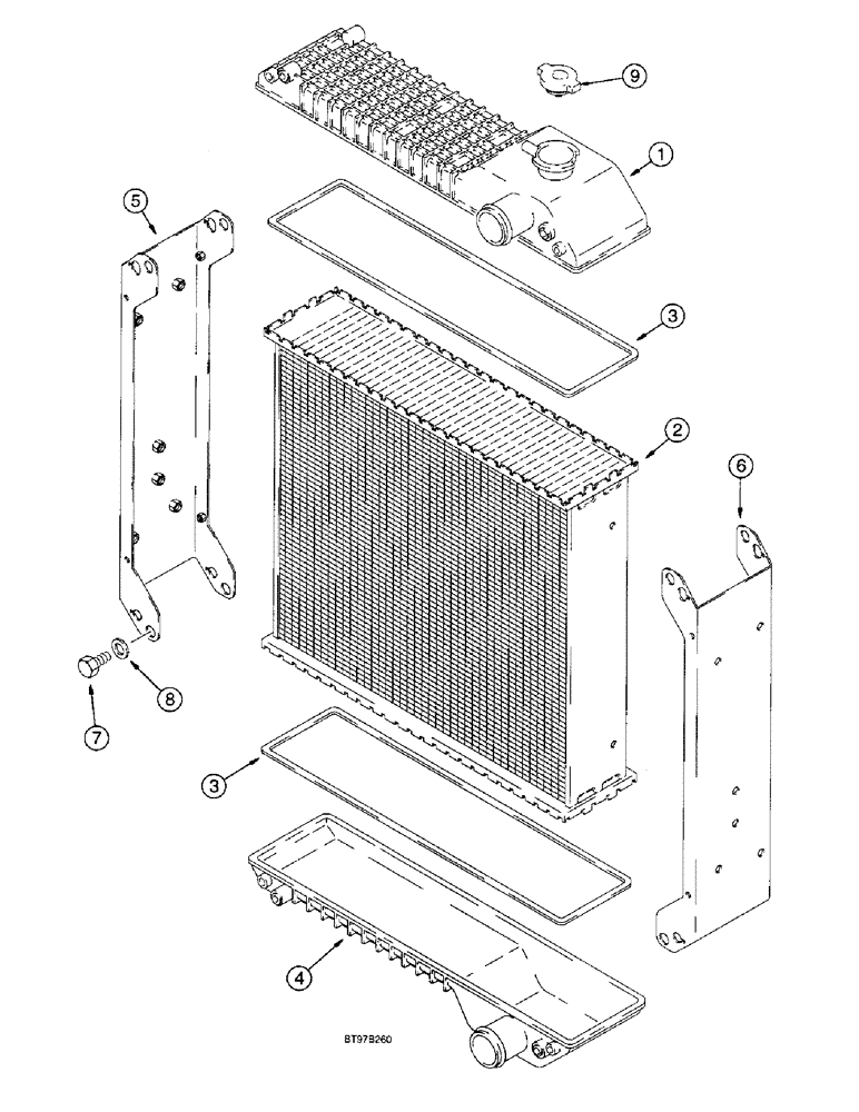 Схема запчастей Case 590SL - (2-04) - RADIATOR ASSEMBLIES (02) - ENGINE