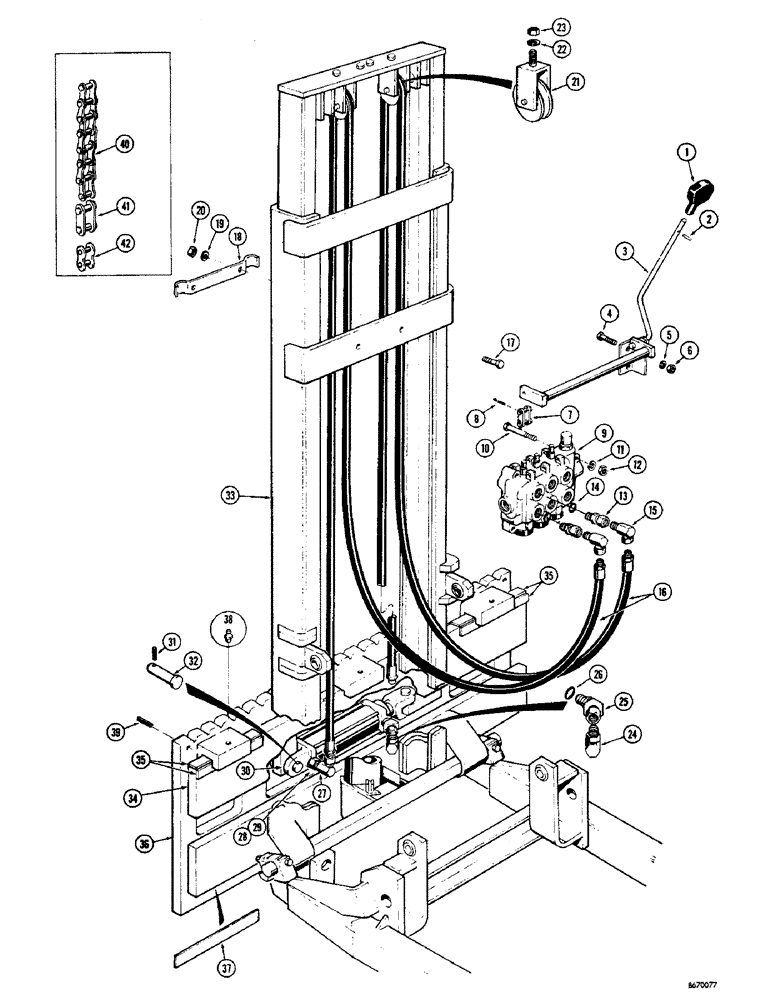 Схема запчастей Case 580 - (28) - SIDE SHIFTER AND RELATED PARTS (USED WITH 5000 LB. LIFT CAPACITY MAST) (35) - HYDRAULIC SYSTEMS