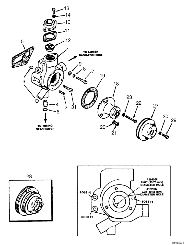 Схема запчастей Case 580D - (028) - WATER PUMP, 207 TURBOCHARGED DIESEL ENGINE, 207 NATURALLY ASPIRATED DIESEL ENGINE (02) - ENGINE