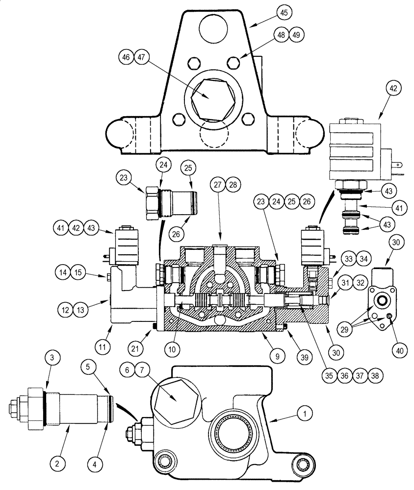 Схема запчастей Case 90XT - (08-54) - VALVE, CONTROL HIGH FLOW, GEAR (08) - HYDRAULICS